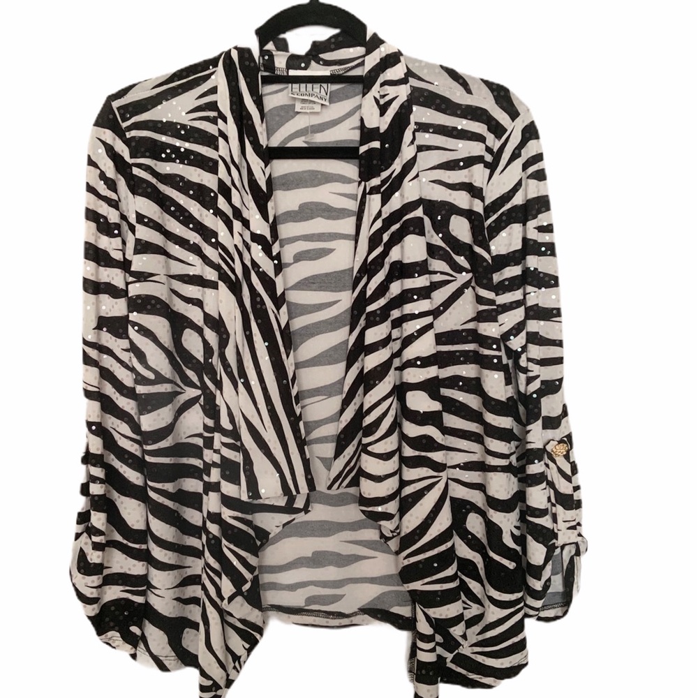Ellen & Company zebra print open front blazer Med